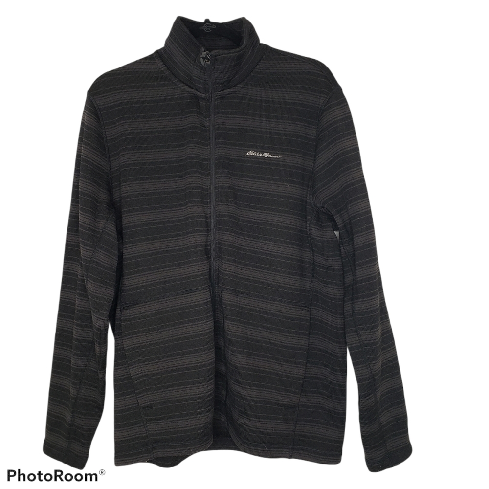 Eddie Bauer mens Gray Brown full zip Sweate